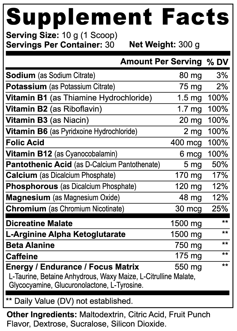 Gains-Aid Super Pre-Workout Powder (Fruit Punch)